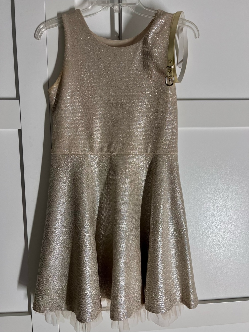 Girls Gold Sparkle Dress Size 16
